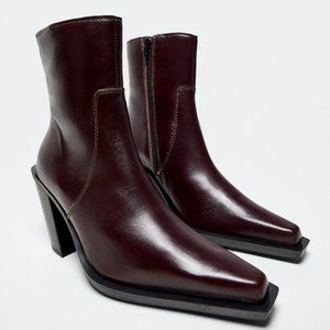 Mango Leather pointed ankle boots